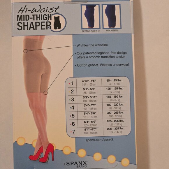 Spanx Assets by Sara Blakely Hi-Waist Mid Thigh Shapers Size 5 Nude NEW - Picture 2 of 4